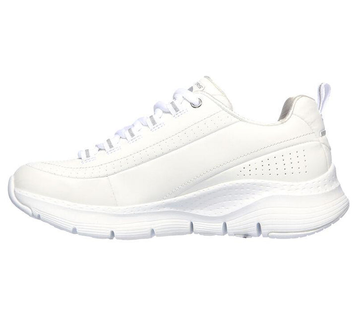 Women's Wide Fit Skechers 149146W Arch Fit Citi Drive Trainers in White/Silver - Image 1
