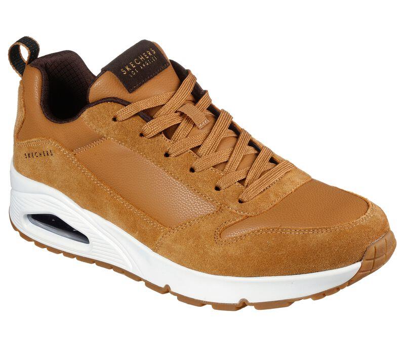 Men's Wide Fit Skechers 52468 Uno Stacre Relaxed Fit Trainers in Whiskey - Image 3