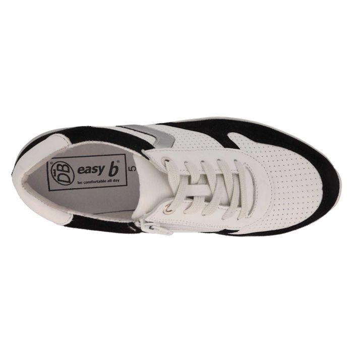 Women's Wide Fit DB Speedwell Trainers in White Leather / Black Suede - Image 1