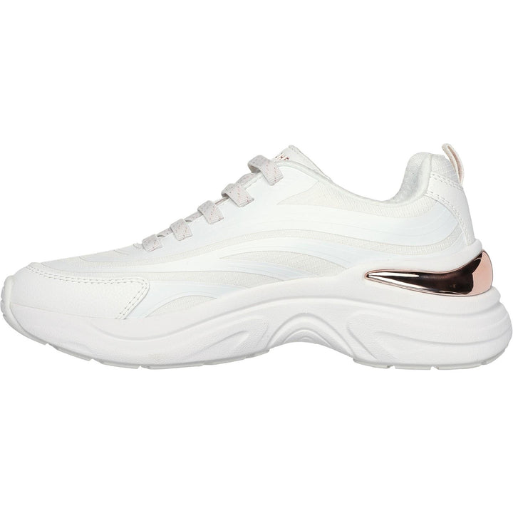 Women's Wide Fit Skechers 177575 Hazel Step N Flow Trainers in White - Image 1