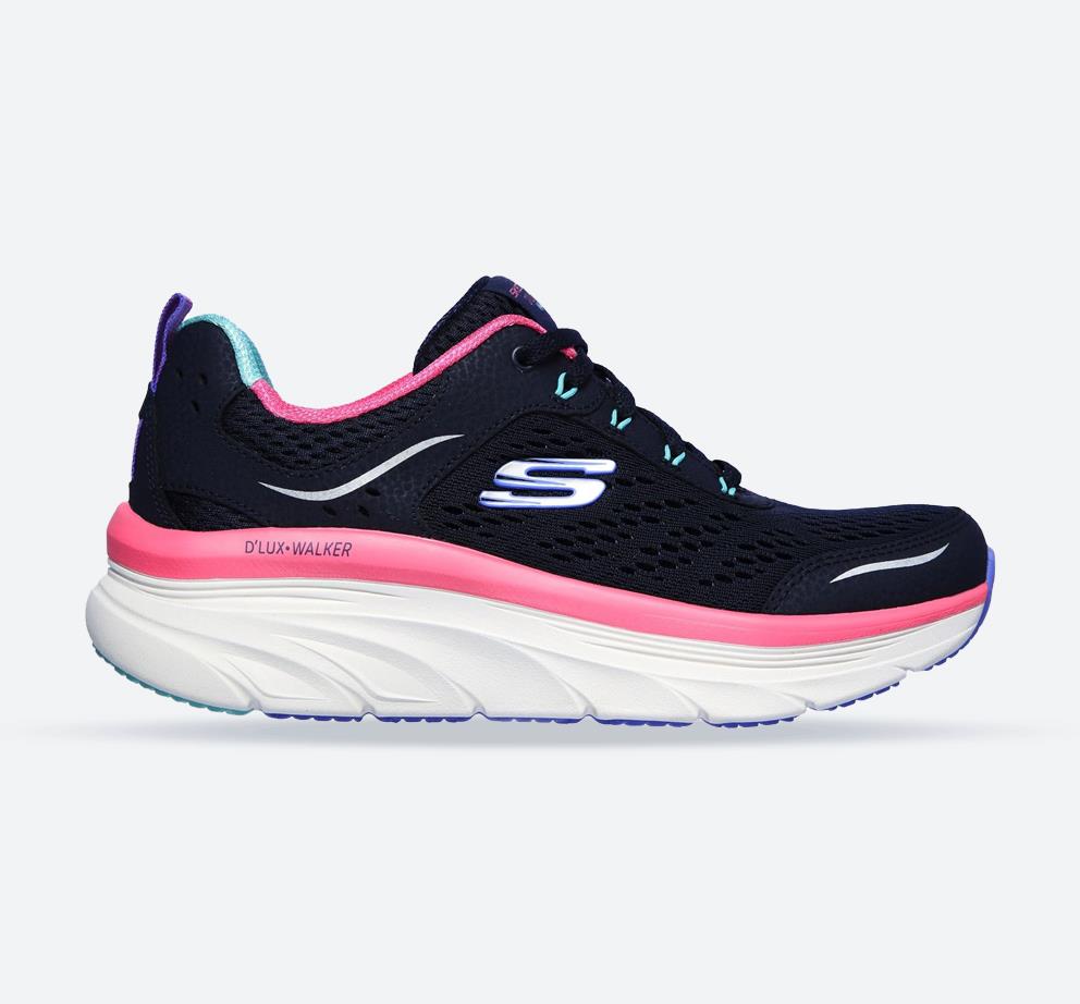 Women's Wide Fit Skechers 149023 D'lux Walker Infinite Motion Sports Trainers - Navy/Multi in Navy/Multi - Image 1
