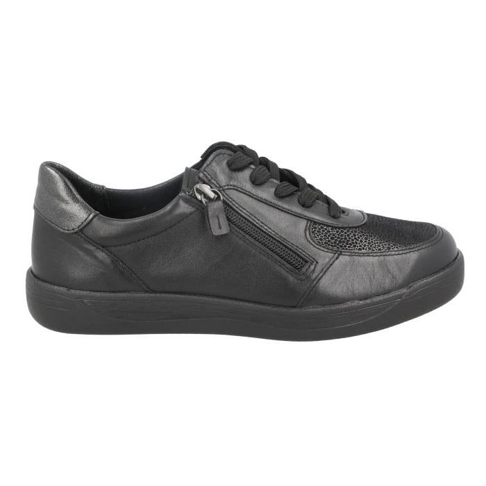 Women's Wide Fit DB Bridgetown Shoes in Black Lea / Stretch - Image 1