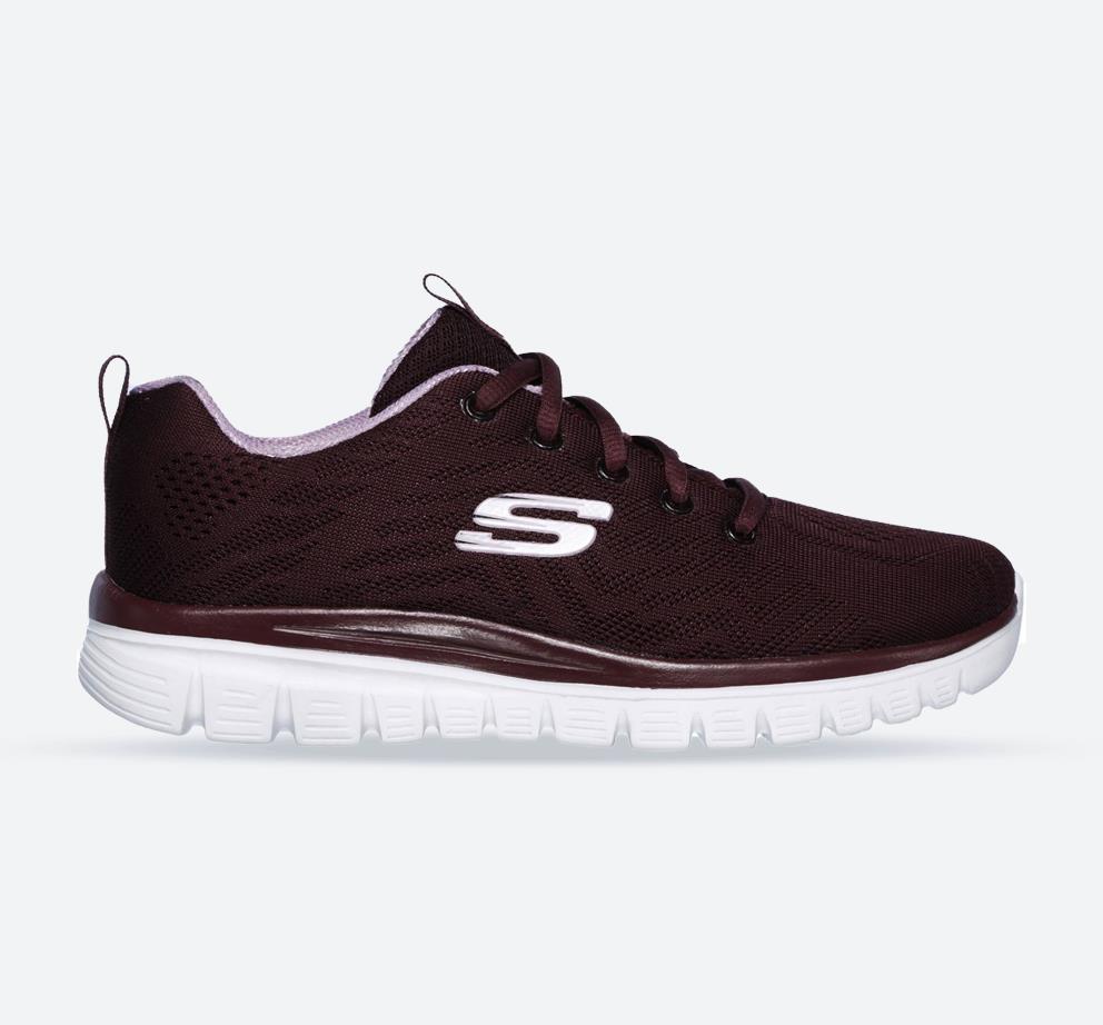 Women's Wide Fit Skechers 12615 Graceful Get Connected Sports Trainers - Wine in Wine - Image 1