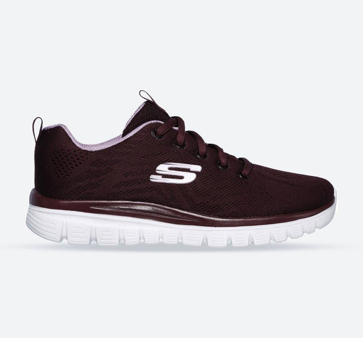 Women's Wide Fit Skechers 12615 Graceful Get Connected Sports Trainers - Wine in Wine - Image 1