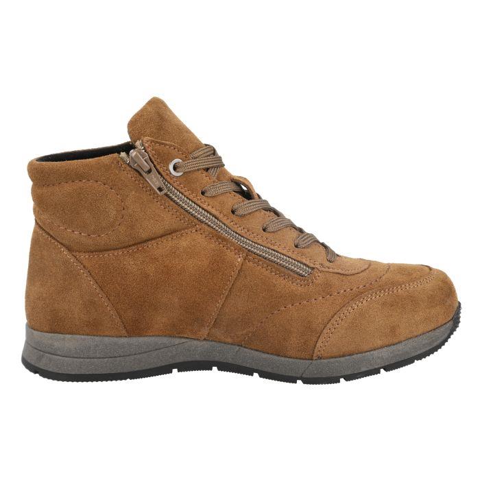 Womens Extra Wide Fit Boots by Flat DB Shoes - Lace up in Denim Blue Suede - Image 1
