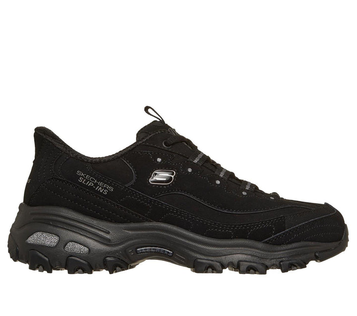 Women's Wide Fit Skechers 150543W Slip-ins D'Lites Classic Remix Trainers in Black - Image 1