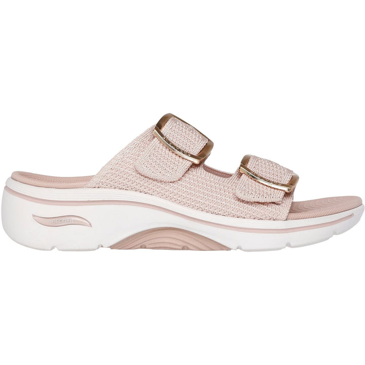 Women's Wide Fit Skechers Go Walk Arch Fit 2.0 Destined Sandals in Black - Image 1