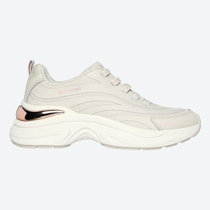 Women's Wide Fit Skechers 177575 Hazel Step N Flow Trainers in White - Image 1
