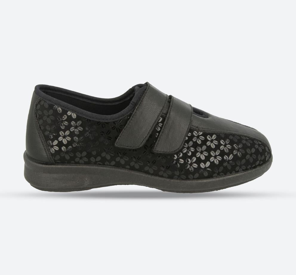Womens Wide Fit DB Azalea Shoes in Black Stretch - Image 1