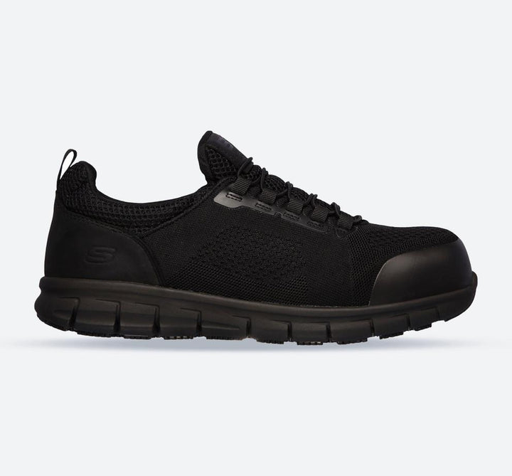 Men's Wide Fit Skechers 200013EC Synergy Omat Safety Trainers in Black - Image 1