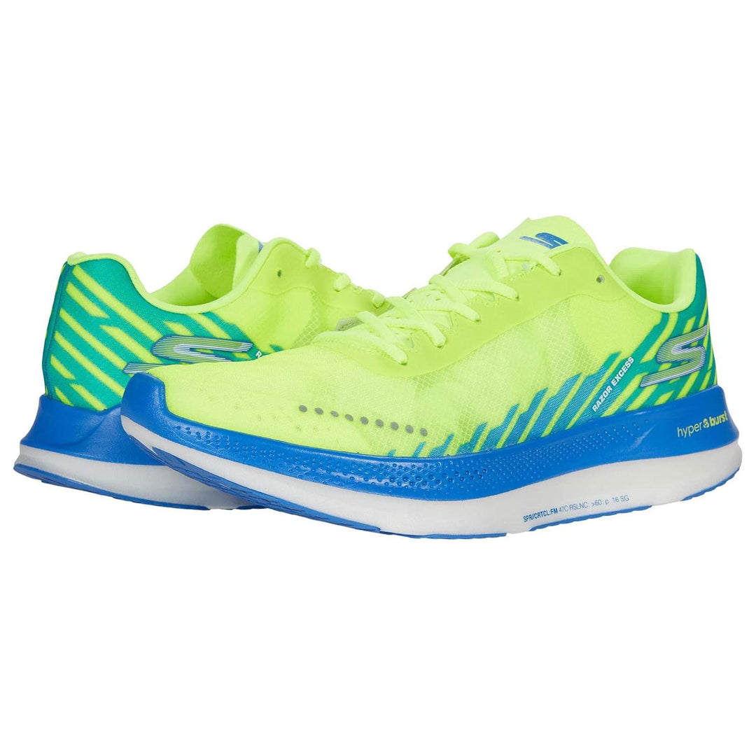 Men's Wide Fit Skechers Go Run Razor Excess Sports Trainers in Blue/Coral - Image 8