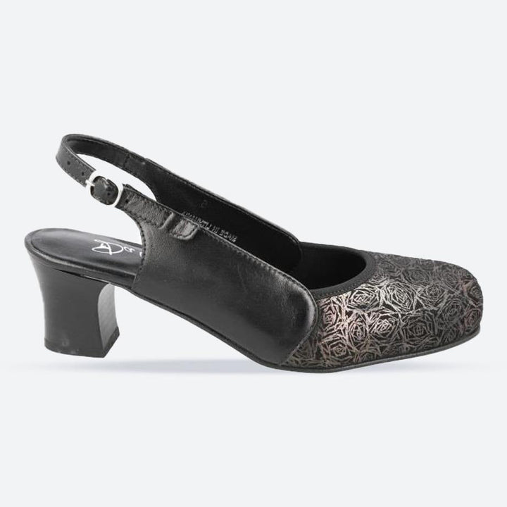 Women's Wide Fit DB Goa Shoes in Black Lea / Stretch Textile - Image 1