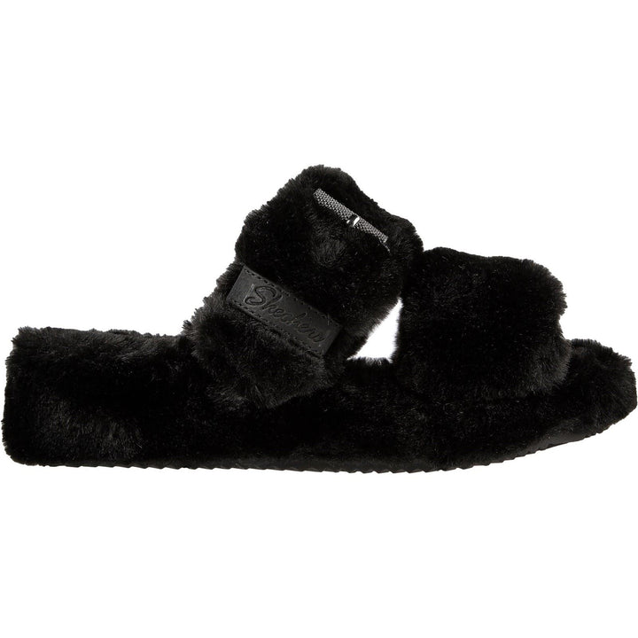 Women's Wide Fit Skechers 167238 Cozy Wedge Slippers in Black - Image 1