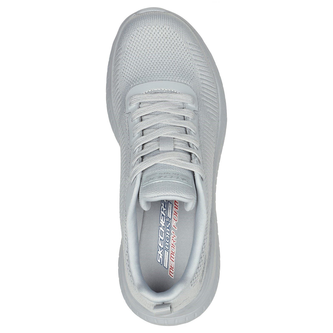 Women's Wide Fit Skechers Bobs Squad Chaos Face Off 117209 Vegan Trainers - Light Grey in Light Grey - Image 5