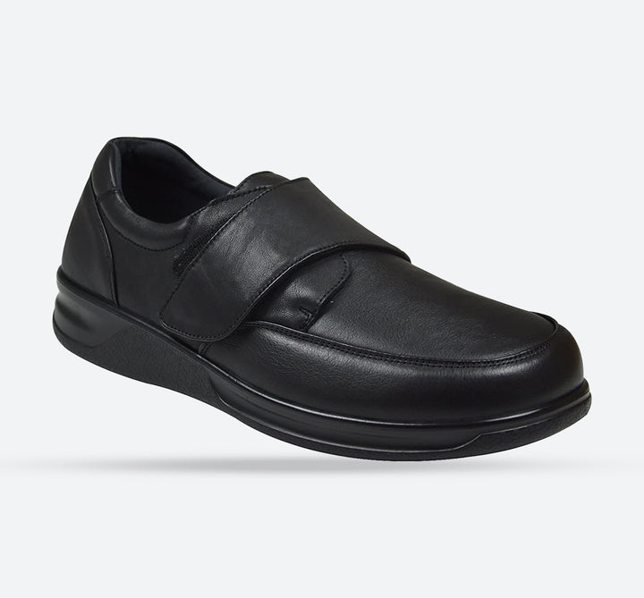 Mens Wide Fit Grunwald A-703 Velcro Shoes in Black - Image 1