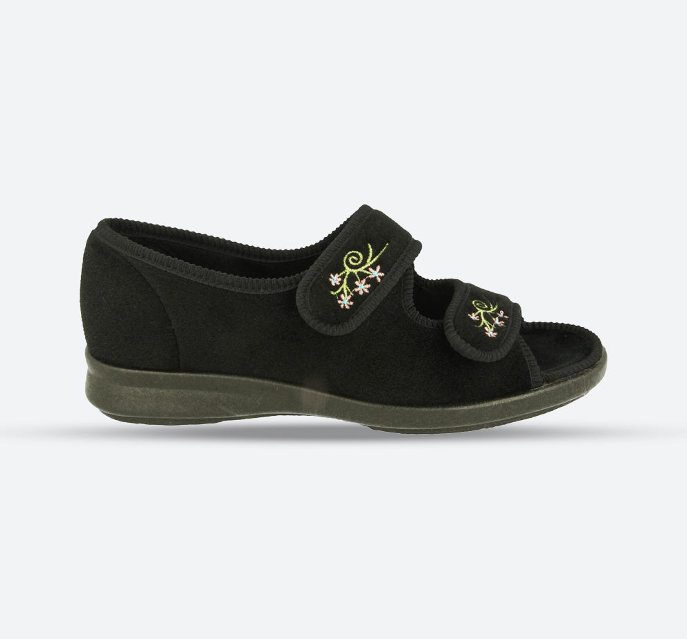 Womens Wide Fit DB Ace 2 Slippers in Black - Image 1