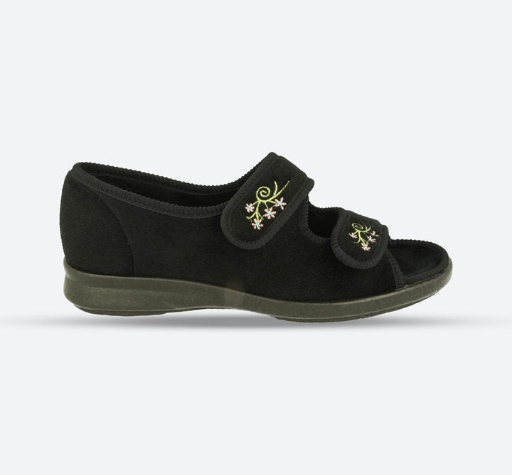 Womens Wide Fit DB Ace 2 Slippers in Black - Image 1