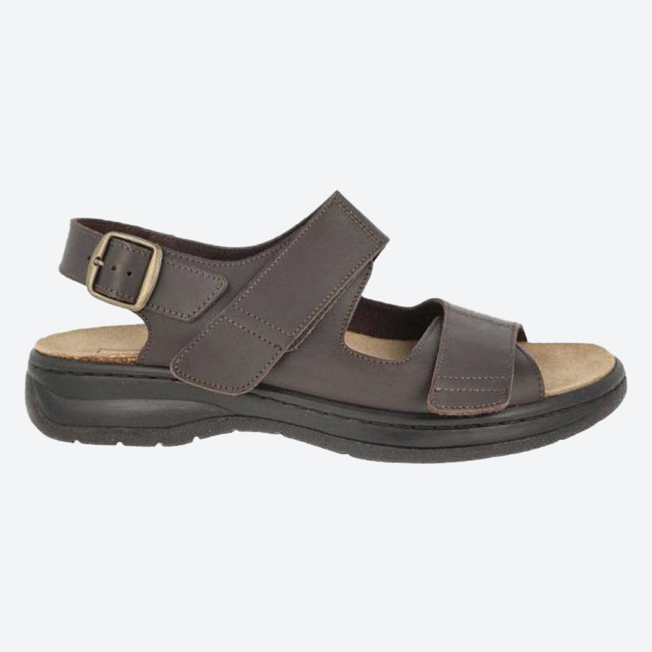 Men's Wide Fit DB Alfie Sandals in Black Leather - Image 6