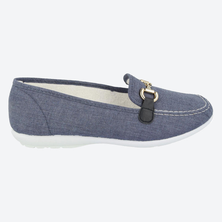 Womens Wide Fit DB Alpha Canvas Shoes in Navy - Image 1