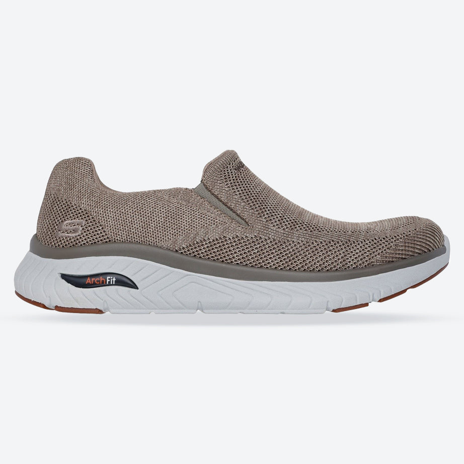 Men's Wide Fit Skechers Arch Fit Crosser Locke Trainers in Taupe - Image 1
