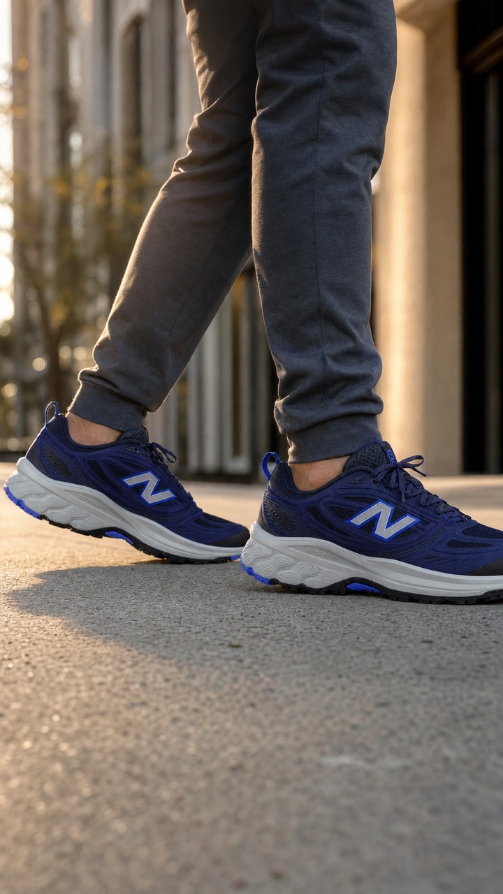 Mens Wide Fit New Balance M4108G6 Fresh Foam Trail Trainers - Blue in Blue - Image 1