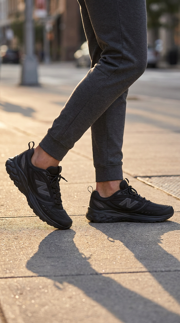 Mens Wide Fit New Balance M410 Fresh Foam Trail Trainers in Black - Image 1