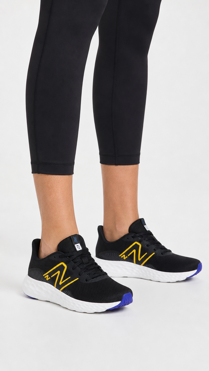 Women's Wide Fit New Balance 411V3 Walking and Running Trainers in Black - Image 1
