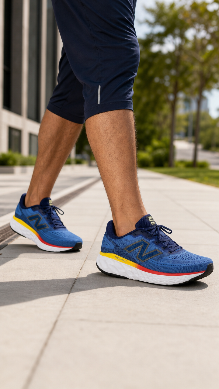 Men's Wide Fit New Balance MEVOZLH4 Walking Trainers - Fresh Foam in Blue/White - Image 1