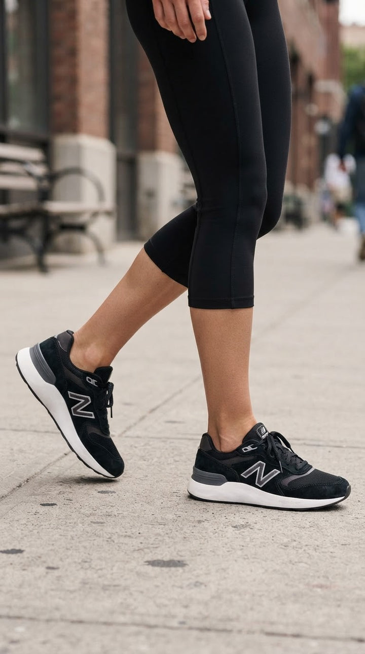 Women's Wide Fit New Balance WW880B Walking/Running Trainers - Fresh Foam in Black/White - Image 1