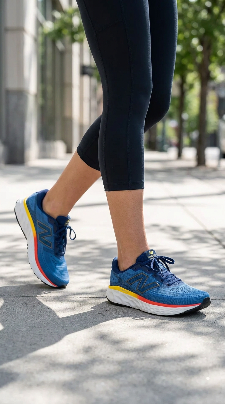 Women's Wide Fit New Balance MEVOZLH4 Walking Trainers - Fresh Foam in Blue/White - Image 4