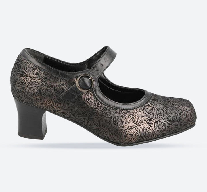 Women's Wide Fit DB Bangalore Shoes in Black Stretch Textile - Image 1