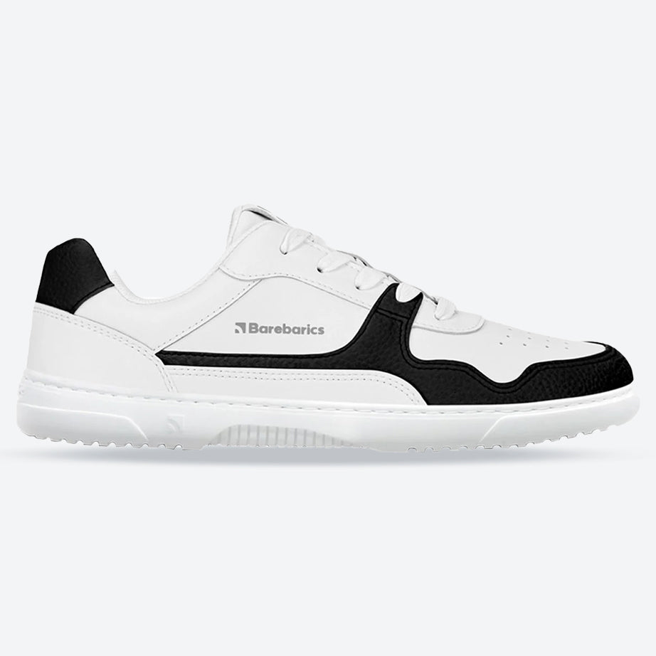 Men's Wide Fit Barefoot Barebarics Zing Walking/Running Trainers in White/Black - Image 1