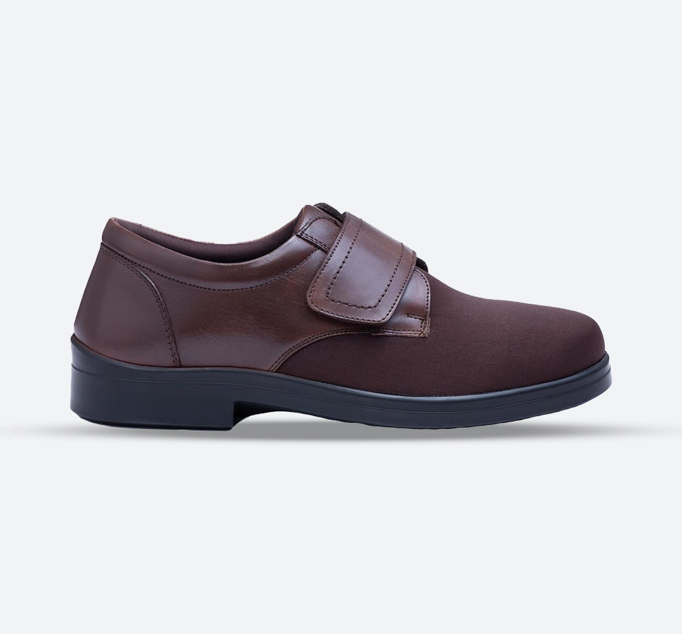 Mens Wide Fit Tredd Well Benjamin Velcro Soft Stretch Shoes - Brown in Brown - Image 1