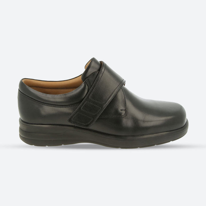 Mens Wide Fit DB Benny Shoes in Black Leather - Image 1
