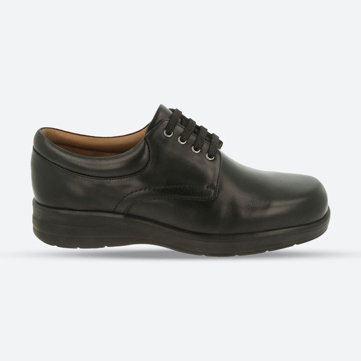 Mens Wide Fit DB Bob Lace Up Luxury Shoes in Black Leather - Image 1