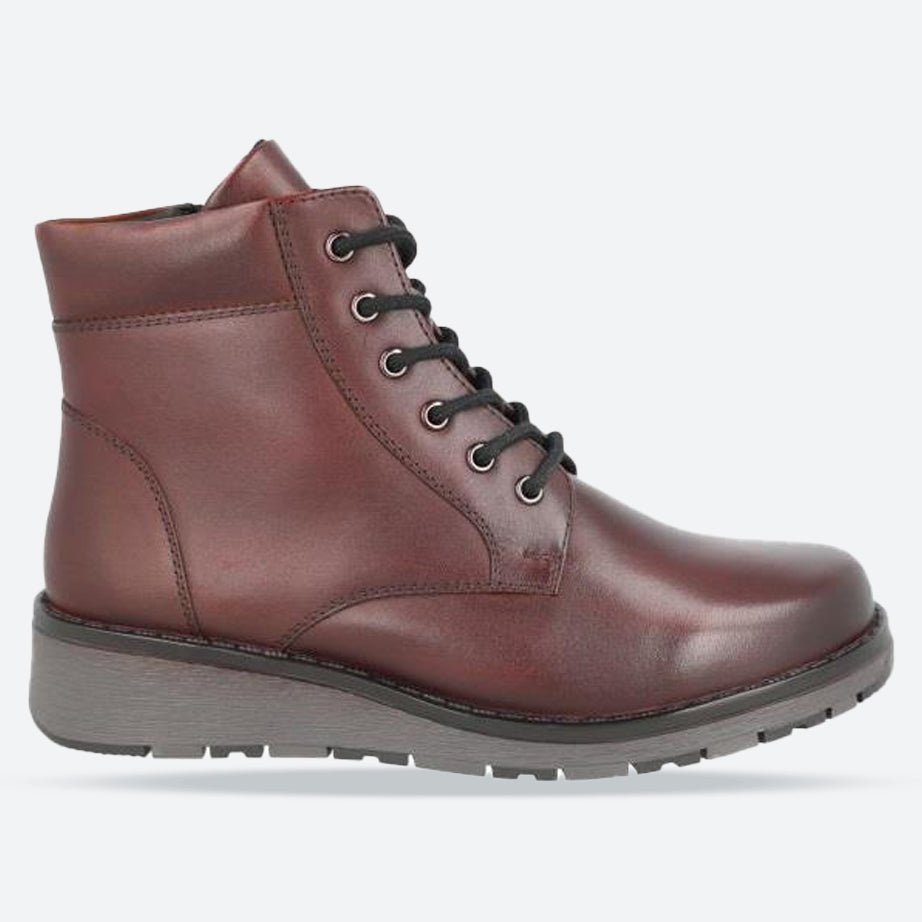 Womens Wide Fit Lace Up Boots by DB Shoes - Buckingham in Black Leather - Image 13