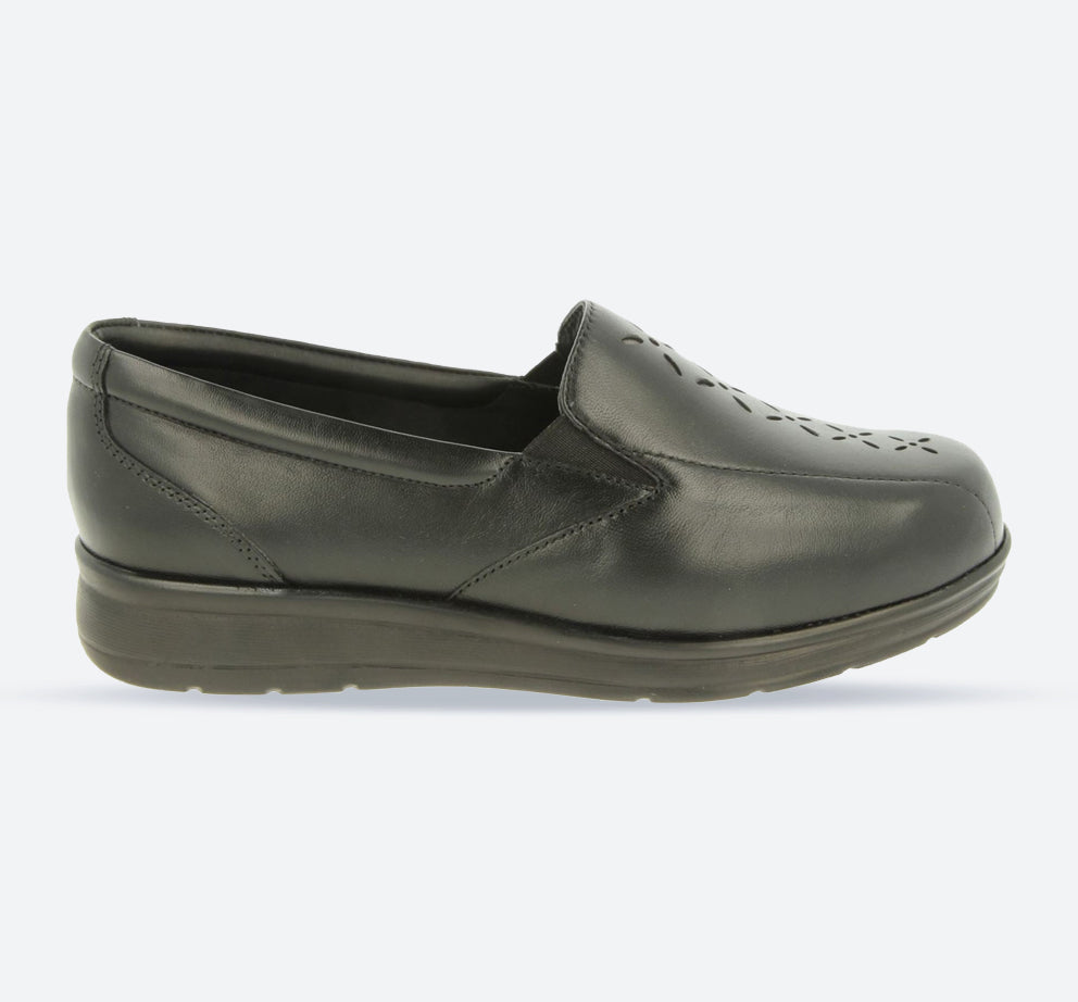Womens Wide Fit DB Cameron Shoes in Black Leather - Image 1