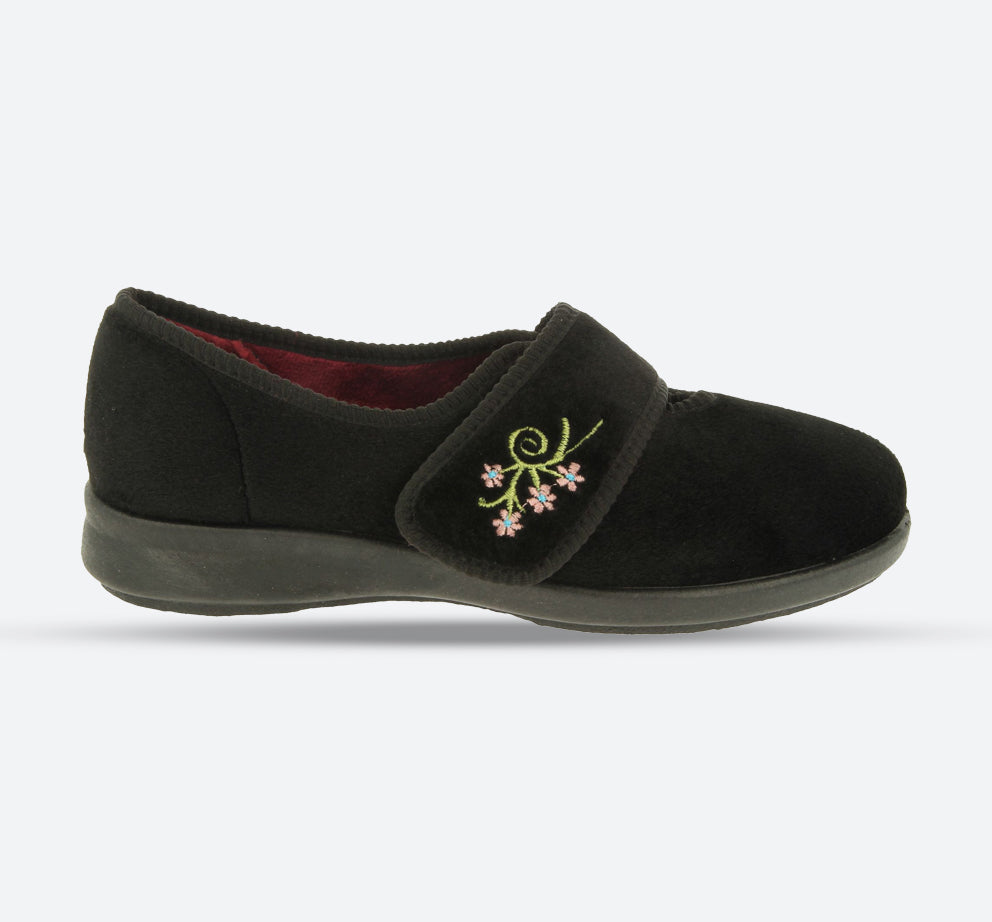 Womens Wide Fit DB Caroline 2 Slippers in Black - Image 1