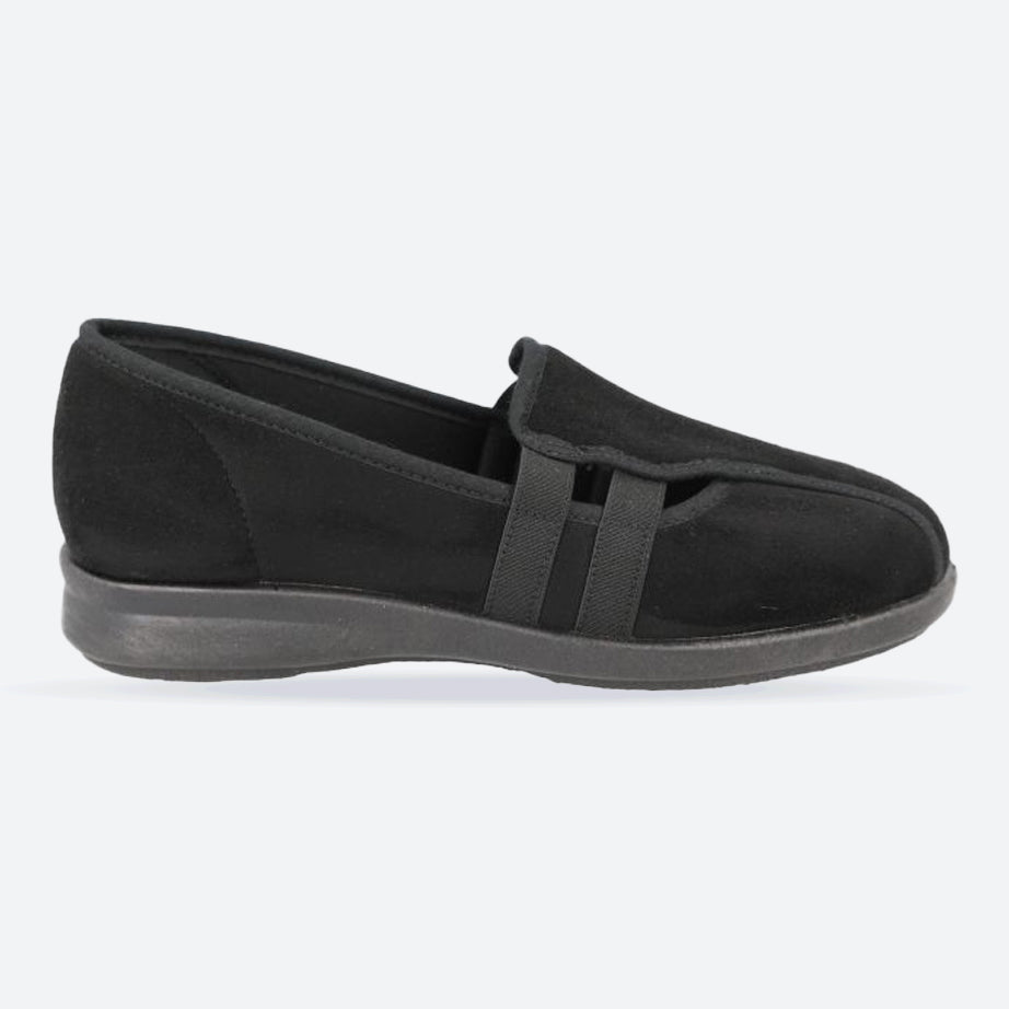 Women's Wide Fit DB Cat Shoes in Black Stretch Suedette - Image 1