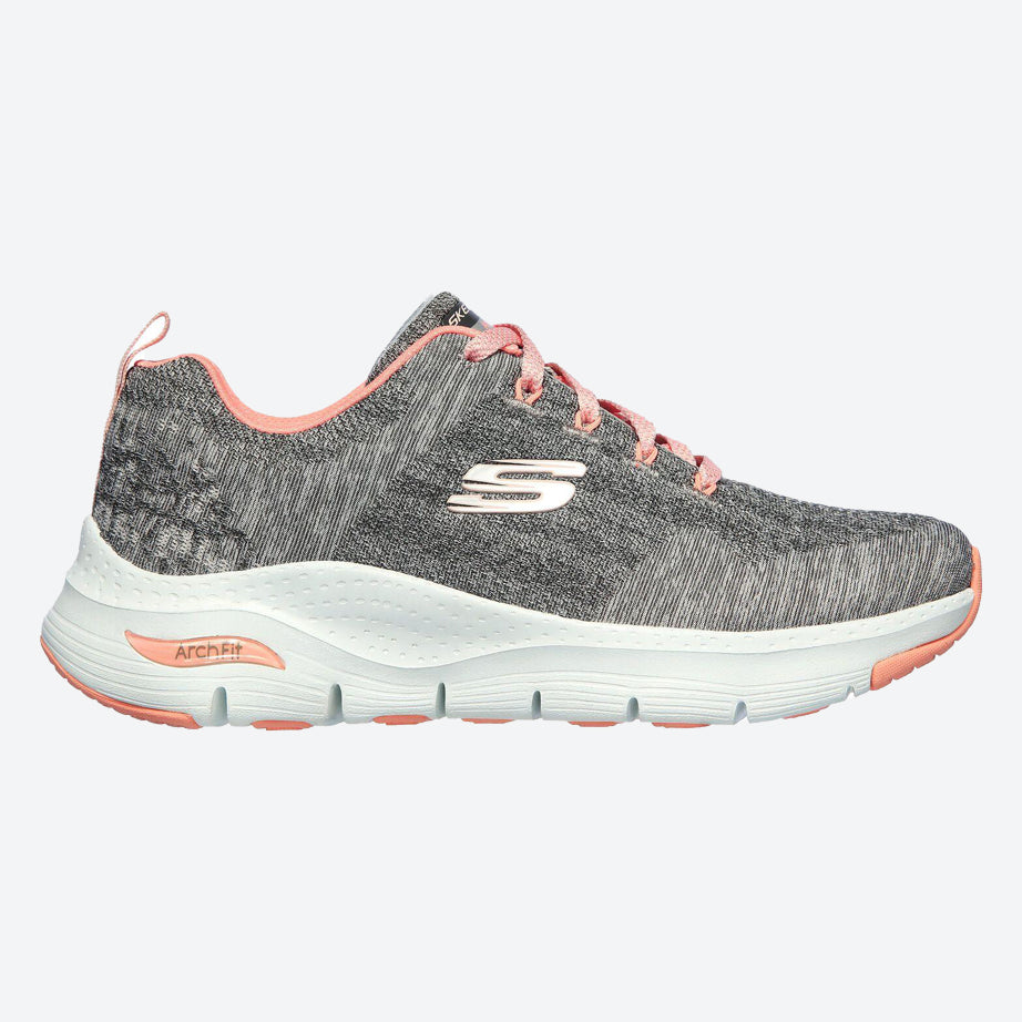 Womens Wide Fit Skechers Comfy Wave 149414 Arch Fit Trainers in Navy/Hot Pink - Image 7