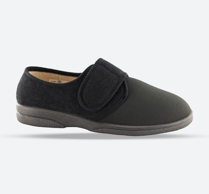 Mens Wide Fit Comfylux Arthur Slippers in Black - Image 1