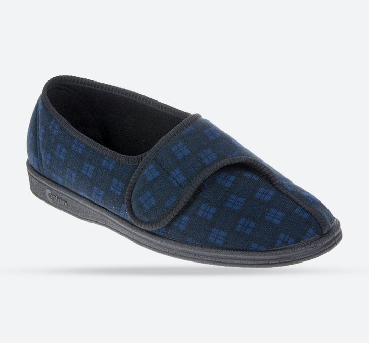 Mens Wide Fit Comfylux Paul Slippers in Navy - Image 1