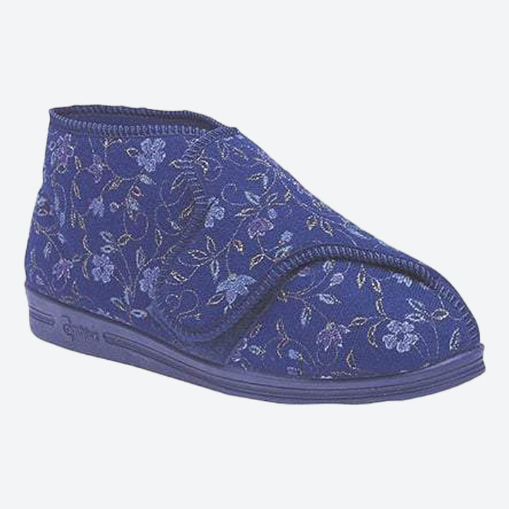 Womens Wide Fit Comfylux Betty Slippers in Wine - Image 1