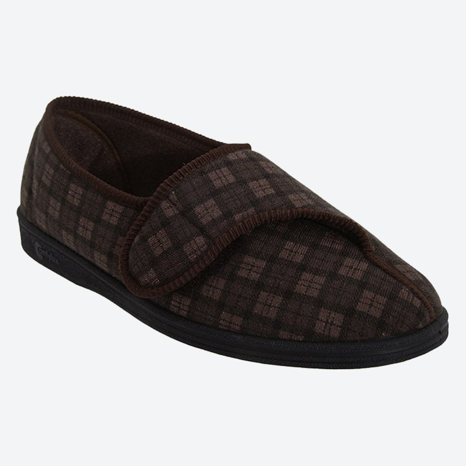 Mens Wide Fit Comfylux Paul Slippers in Navy - Image 4