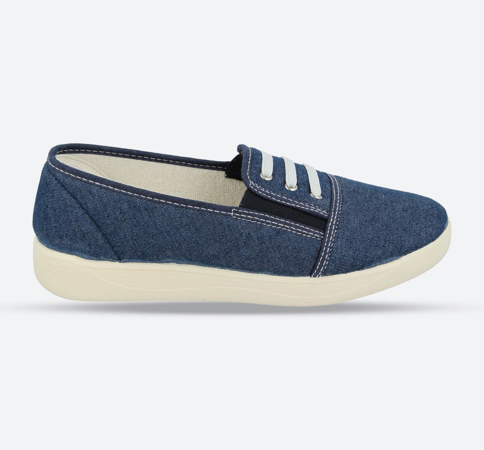 Womens Wide Fit DB Coup Canvas in Navy - Image 1