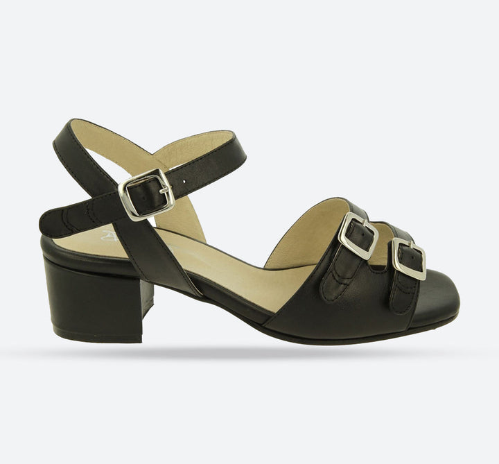 Womens Wide Fit DB Curlew Sandals in Black Leather - Image 1