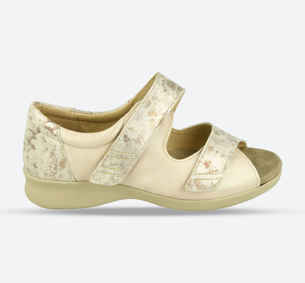 Womens Wide Fit DB Surf Sandals in Mottled Beige Suede/Lea - Image 1