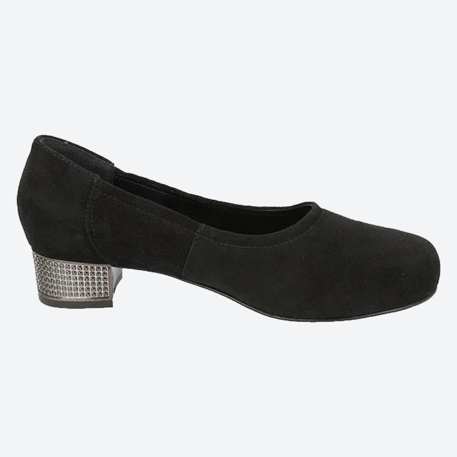 Womens Wide Fit DB Asia Shoes in Black Leather - Image 5