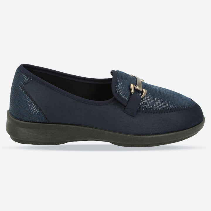 Womens Wide Fit DB Aster Vegan Shoes in Black Stretch - Image 1
