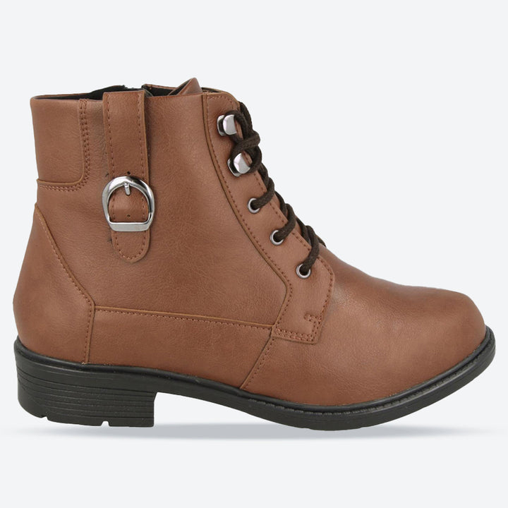 Womens Wide Fit DB Atlas Vegan Boots in Tan - Image 1